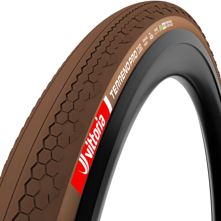 Vittoria Terreno Pro T10 Hardpack Tire - 700 x 40 Tubeless Folding BLK/Brown Eco Gravel Race