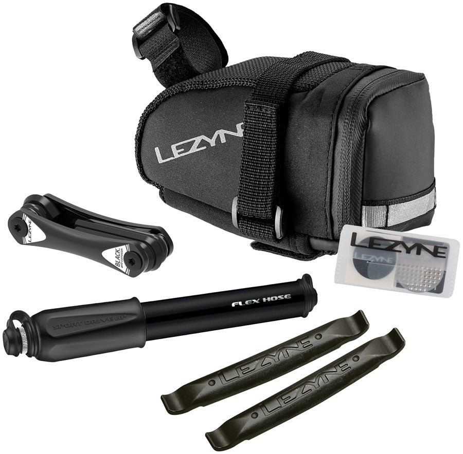 Lezyne M-Caddy Seat Bag Sport Kid Sport Drive HP Hand Pump Rap6 Tool SmartKit Composite Matrix Tire Levers BLK